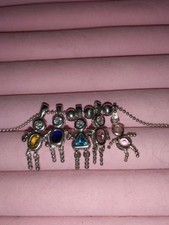 STERLING SILVER BIRTHSTONE PEOPLE CHARMS 3-BOYS/2-GIRL 24" BEAD CHAIN 925 KIDS