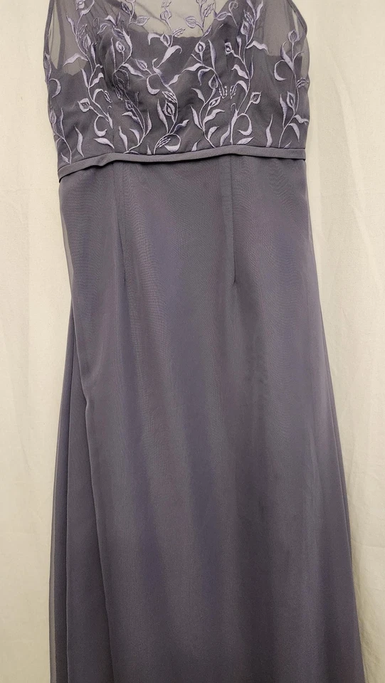 Vestido Mori Lee Feminino 10 Roxo Bordado Malha Corpete Vestido Formal Funciona Pequeno - Imagem 3 de 4