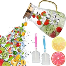 Glass Pitcher with Lid, 61 oz/1.8L Classic Water Pitcher,Glass Water Carafe f...