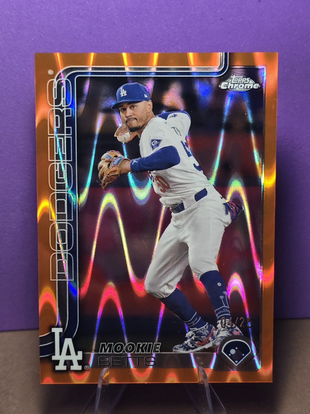 2025 Topps Chrome - Mookie Betts #50 Orange Raywave Refractor /25 LA Dodgers