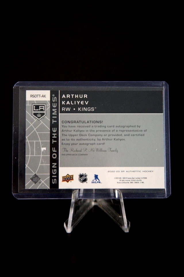 2022-23 SP AUTHENTIC ARTHUR KALIYEV SIGN OF THE TIMES 02-03 RETRO AUTO #RSOTT-AK - Image 2 of 2