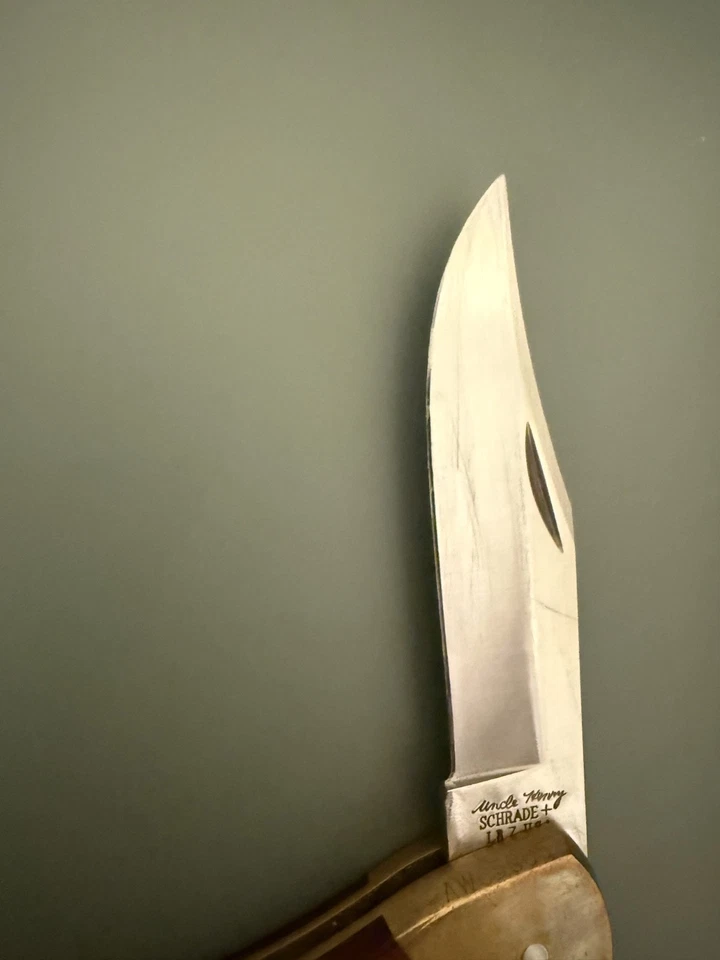 CUCHILLO PLEGABLE VINTAGE SCHRADE + TÍO HENRY LB7 PATA DE OSO BLOQUEO HECHO EN EE. UU. Foto 3 de 4