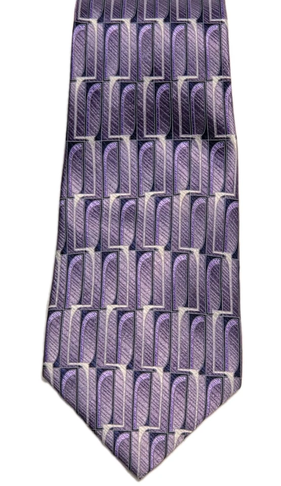Corbata Van Heusen Hombre 100% Seda Púrpura 4"W×60"L Geométrica Larga Foto 2 de 4