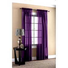 4 PC Solid Purple Sheer Voile Rod Pocket Window Panel Curtain Drapes 55"W x 84"L