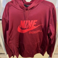 Men's Nike Baseball Dri-Fit Big Logo Pullover Hoodie Sweatshirt Large Pre Owned