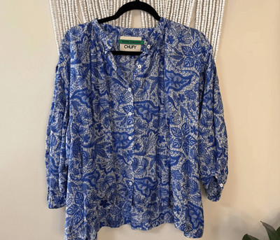 Chufy gone jammin blue&white top sz Small
