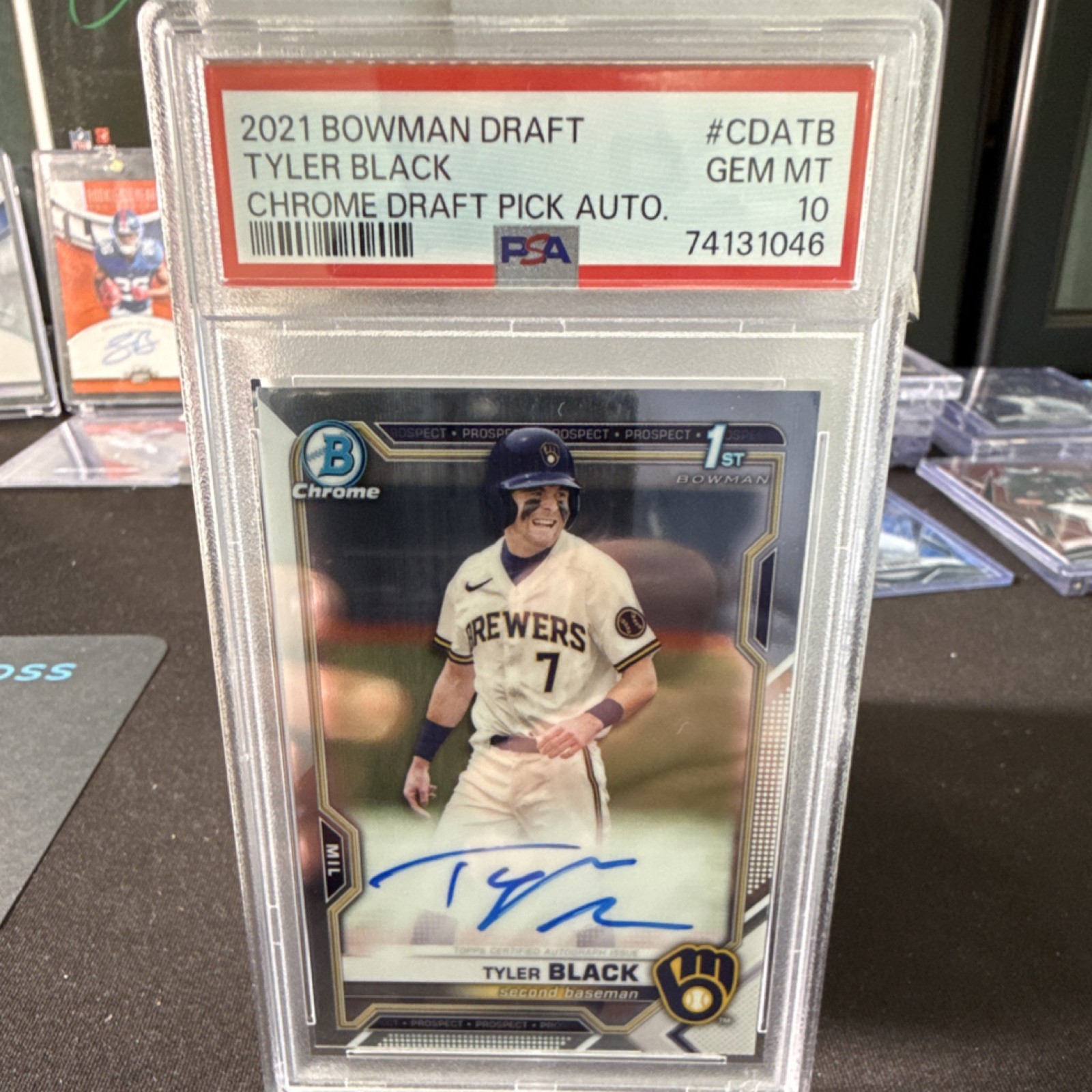 2021 Bowman Draft Tyler Black Chrome Draft Pick Auto PSA 10 Brewers #CDA-TB