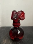 Rare Vintage 1970s Joel Meyers For Blenko Red Art Glass Ram Paperweight