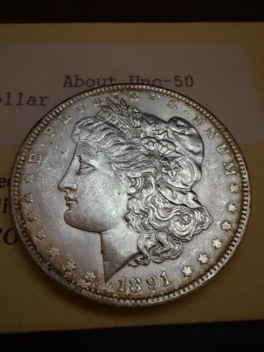 -  1891-P Morgan Silver Dollar -  About Uncirculated-50 -
