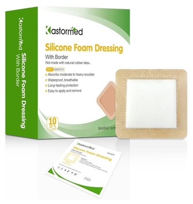 New Kastormed Silicone Foam Dressing 10 Pack 4  X 4  With Border