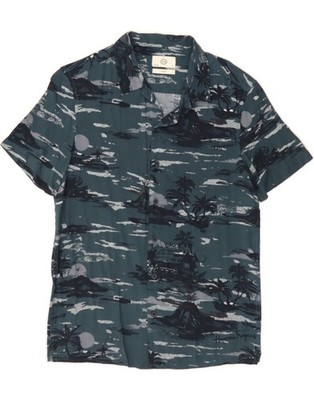 C&A Herren Slim Fit Kurzarm Hemd Small Blau Batik DC07