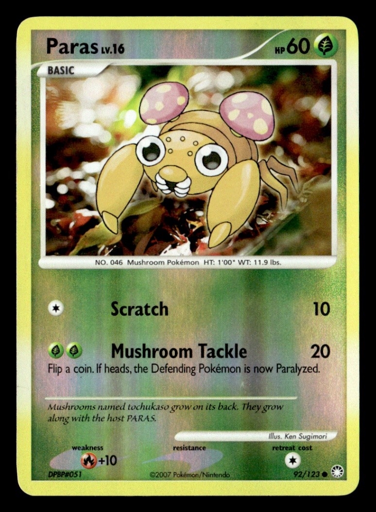 Paras Common Reverse Holo Mysterious Treasures 92/123 LP Pokémon TCG