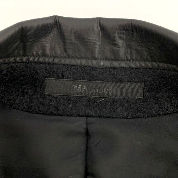 MA JULIUS 14AW 羊毛皮革长外套男式 1 码黑色二手 — 第 4/4 张图片