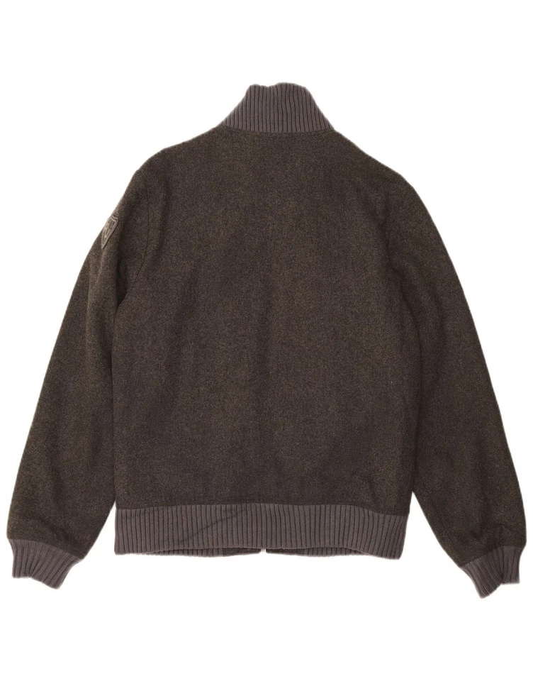 Chaqueta de bombardero RIFLE para hombre Reino Unido 38 gris medio lana CB12 Foto 2 de 4