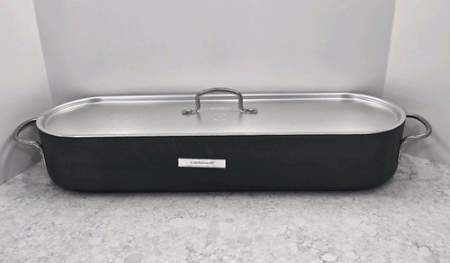 24" Calphalon Commercial Aluminum Cookware Fish Poacher Pan with Lid Oblong