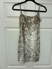 Windsor Slip Dress Womens S Snakeskin Print Spaghetti Strap Bodycon Knee Length