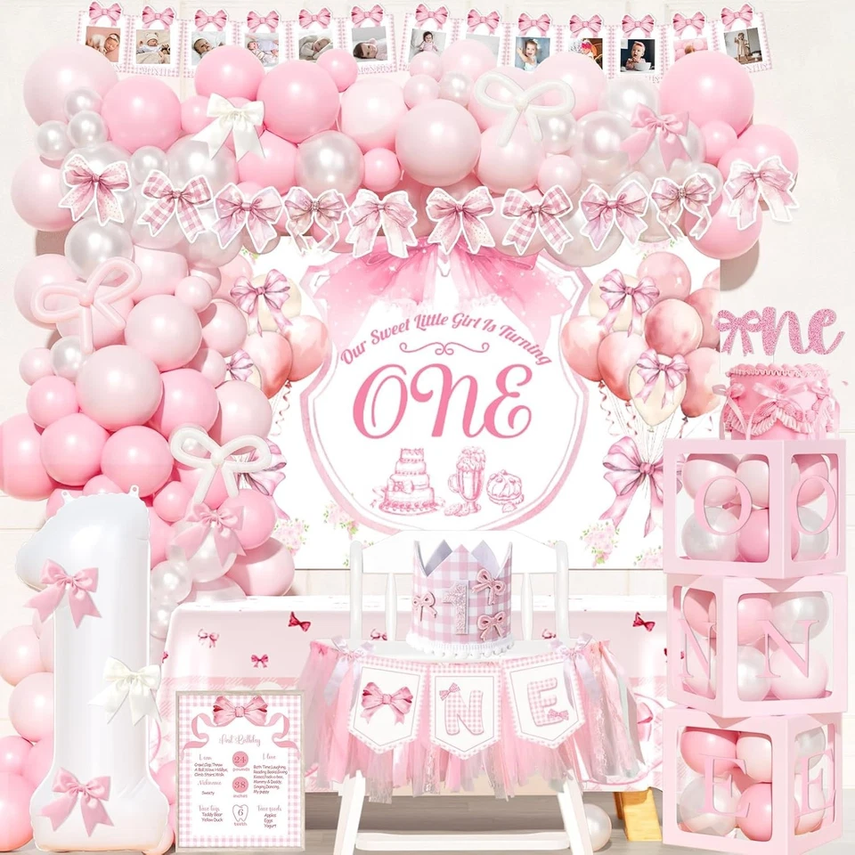 Todo Incluido Arco Rosa Temático 1er Cumpleaños Decoraciones para Tu Princesa Foto 3 de 4