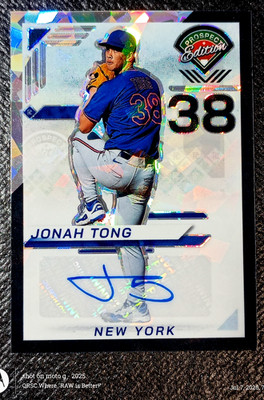 JONAH TONG 2025 PANINI PROSPECT EDITION 1/1 AUTO BLACK ICE PRIZM ONE OF ONE METS