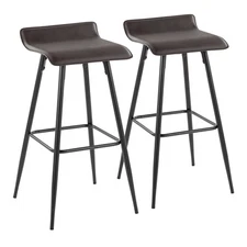 Bar Stools: Black Steel & Espresso Set of 2