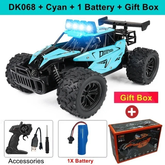 ✅ Voiture Télécommandé DK068 RC Drift Racing 1:16 Alliage & LED Bleu Cyan - Photo 4/4