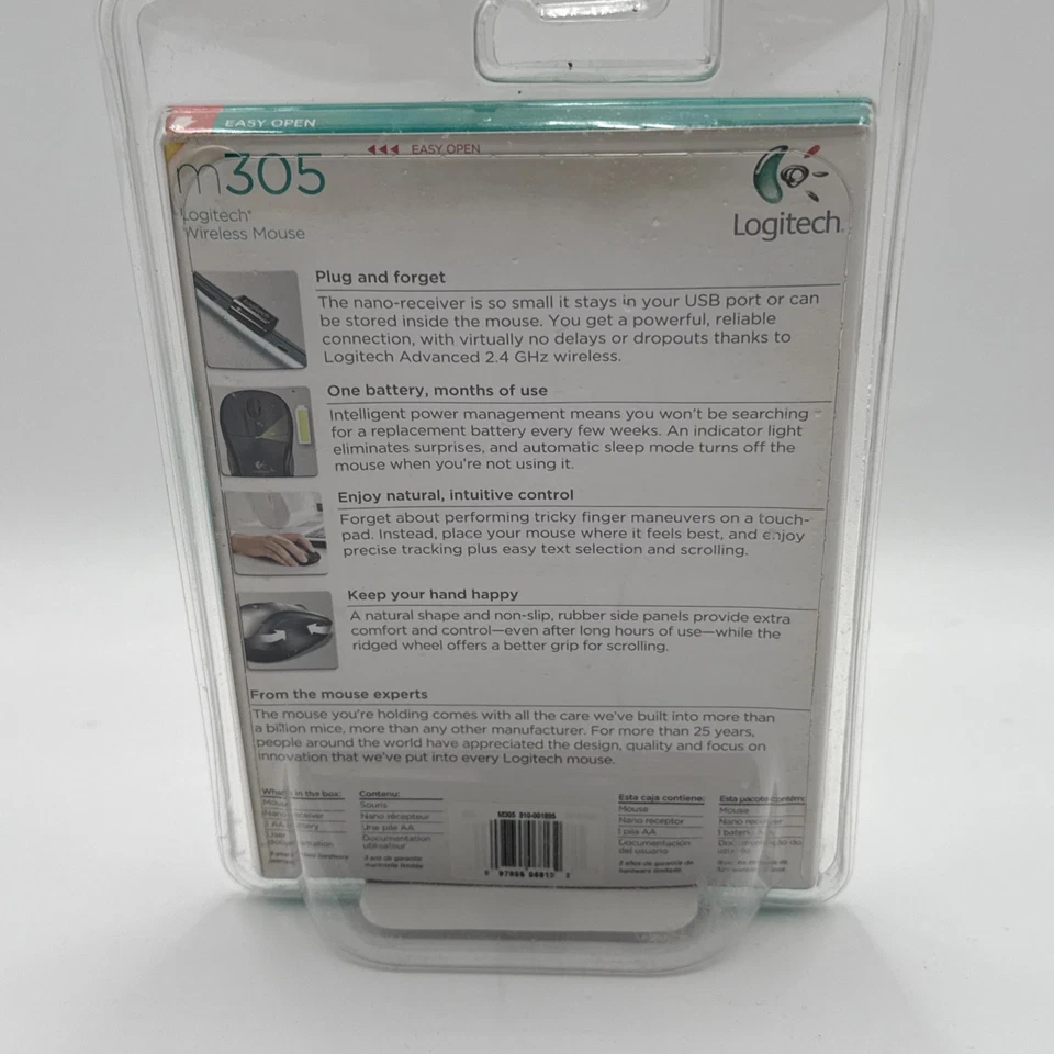 Logitech M305 Wireless Optical Mouse w/ Nano Receiver Red Sealed New - Image 4 of 4