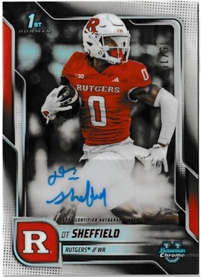 2025 Bowman U Chrome White Refractor Auto 15/15 Bookend 1/1 DT Sheffield Rutgers