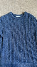 ZARA Herren Pullover Blau Gr. S Baumwolle Run...