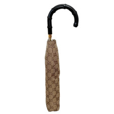 GUCCI Folding Umbrella Guccissima Bamboo Handle Black GG Monogram Logo Italy