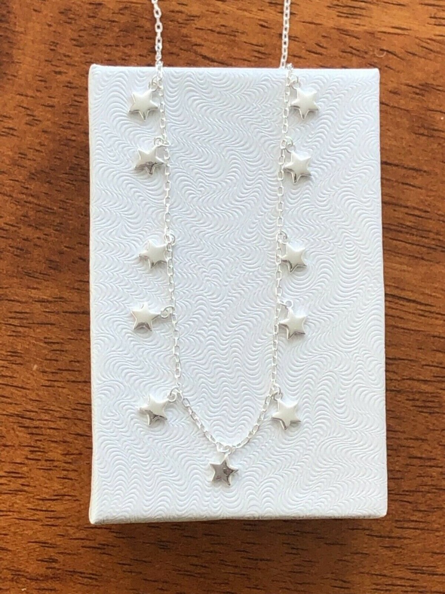 Dainty Star Station Choker Necklace 925 Sterling Silver Star Charm