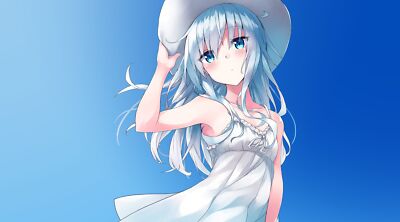 Anime 2d simple background sun hats girls dress silver Playmat Gaming Mat Desk