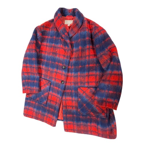 Damen-Erbsenmantel Größe 26/28 2X rot kariert Tartan Wollmischung neu ohne Etikett neue Jacke