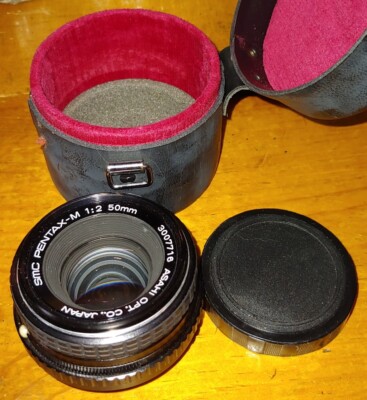 Vintage Asahi Telephoto Lens For Pentax-M 1:2 50mm With Cap and Snap Case
