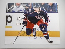 COLUMBUS BLUE JACKETS NICK FOLIGNO SIGNED DARK JERSEY 11X14