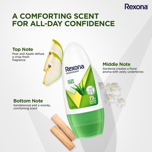 2XRexona Aloe Vera Underarm Roll On Deodorant For Women, 50ML FREE FAST SHIPPING - Picture 4 of 8