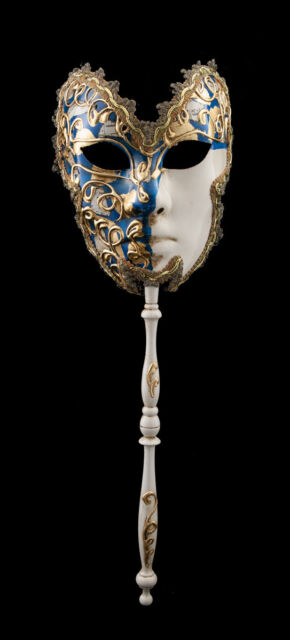 Mask Venetian IN Stick Moon Farfella Carnival Prom Evening Venice Blue 1547 VG23 Mask Venetian IN Stick Moon Farfella Carnival Prom Evening Venice Blue 1547 VG23