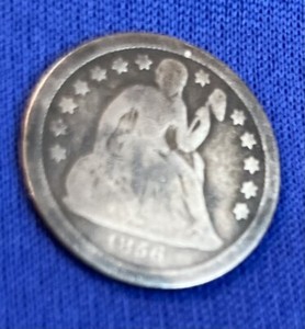 1856 United States Seated Liberty Dime  90% Silver Fine Condition Small Date