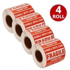 2000 Fragile Stickers 2x3 Handle with Care Thank You Warning Labels Mailing US