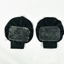 Antique Vintage Victorian BUCK-EL-ON Ornate Beaded Pleated Black Shoe Buckles