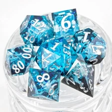Sage's Ice Flames Sharp Edge Resin Polyhedral Dice Set | Dnd Dice RPG