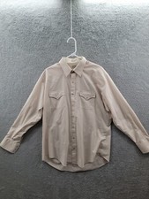 Sheplers Men s Vintage Beige Pearl Snap Western Shirt Sz Large Tall 17.5 - 36