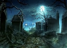 8x5ft Halloween Night Spooky Cemetery Graveyard Vinyl Backdrop Photo Background