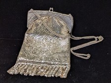 Vintage Art Deco Silver Metal Mesh Flapper Purse Chain Strap Whiting Davis 