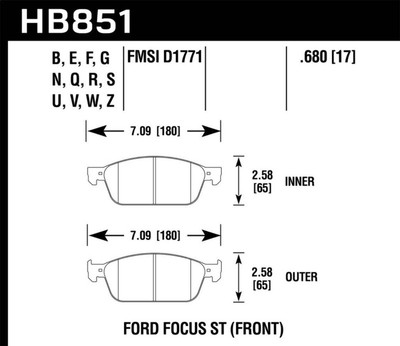 Hawk Performance HB851N.680 Für 15-16 Ford Focus St HP + Street Bremsbeläge