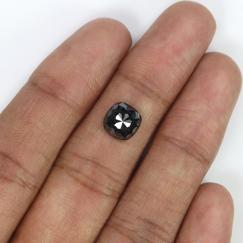 1.78 Ct Natural Loose Cushion Shape Diamond 7.65 MM Black Color Diamond QL3112 - Picture 3 of 8