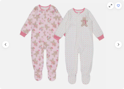 Kids Headquarters Pajama Blanket Sleeper 2 PK GINGER BREAD(PINK 2T)NWT