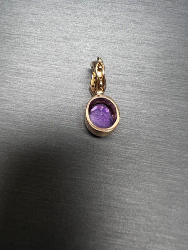 9ct Rose Gold Diamond & Amethyst Pendant - Picture 7 of 10