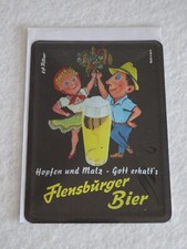 Flensburger Bier Blechschild "Hopfen und Malz-Gott erhalt`s" 10,5 x 14,5cm