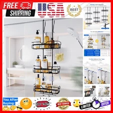 Shower Caddy Over the Door Organizer: Bath Rack Hanging Over Glass with Hooks...