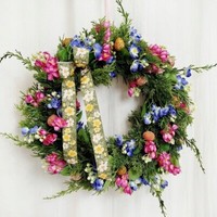 Deko Kranz TüRkranz Tischkranz Mit Blumen Mehrfarbig FrüHling Dekorativer Ø50Cm