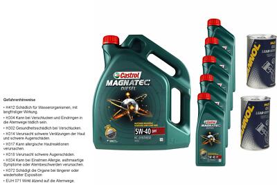 10L Motoröl Castrol Magnatec Diesel 5W-40 DPF 2x MANNOL Leak-Stop ADDITIV